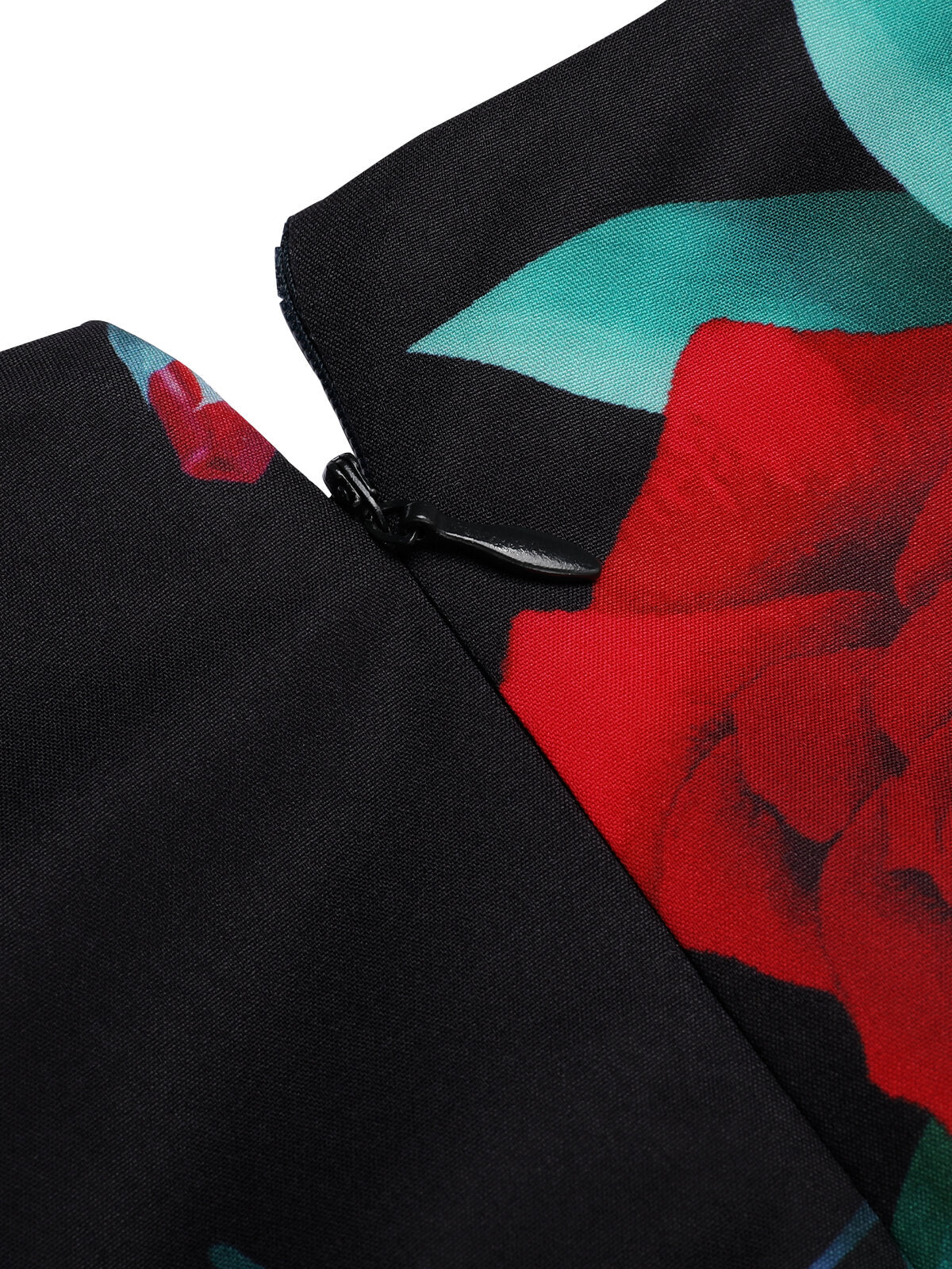 Robe noire à lacets à manches lanterne rose des années 1940 - Image 6