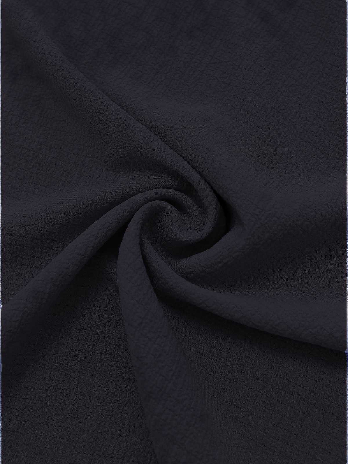 Robe noire manches volants froncée fendue col V années 1940 - Image 3