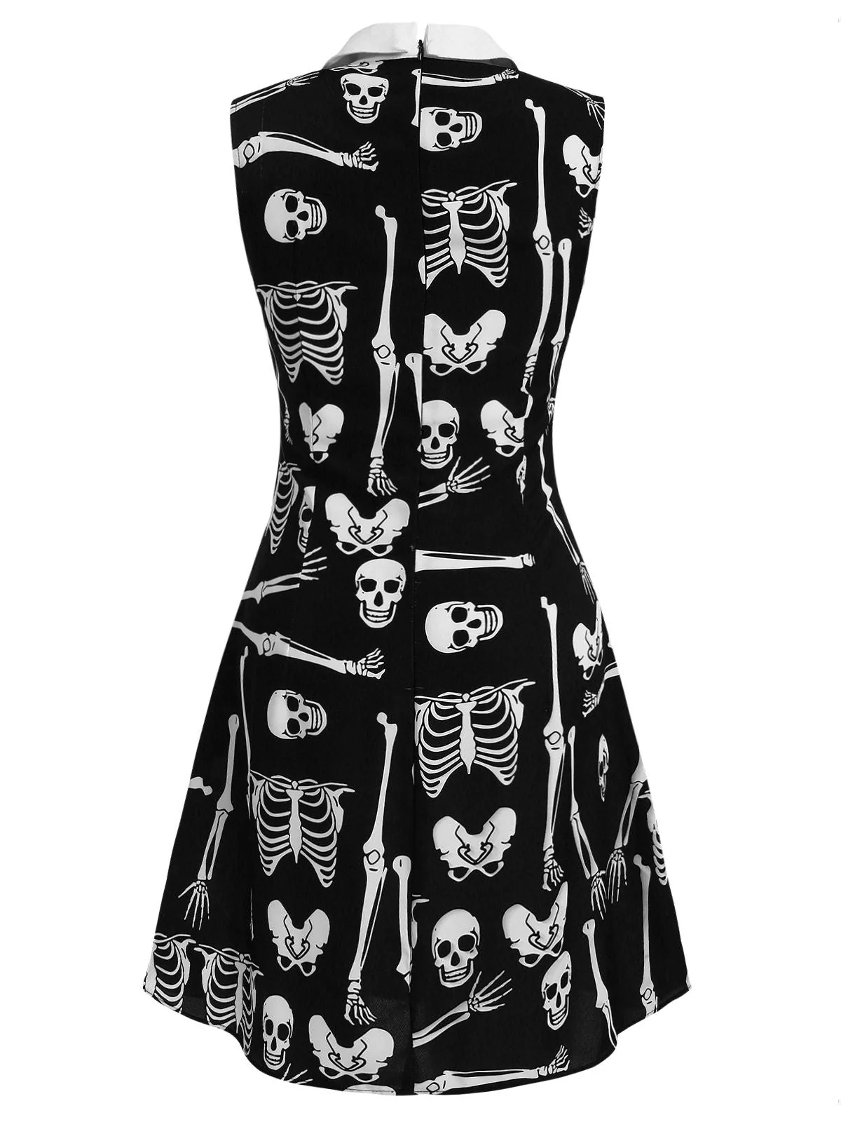 Robe noire à revers squelette Halloween des années 1960 - Image 5