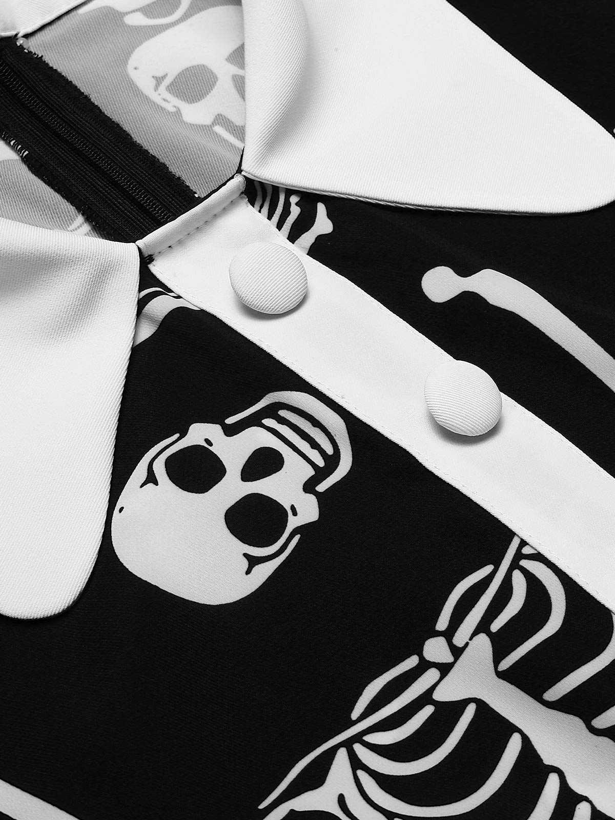 Robe noire à revers squelette Halloween des années 1960 - Image 6