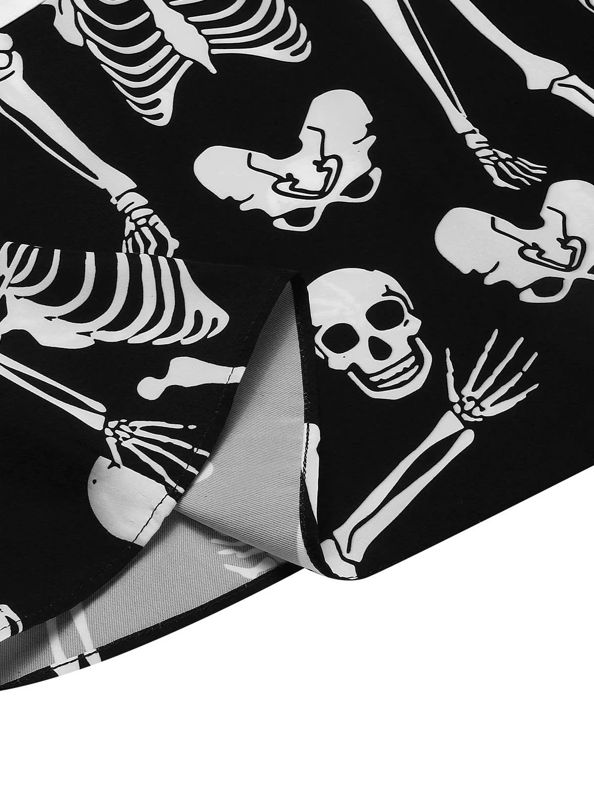 Robe noire à revers squelette Halloween des années 1960 - Image 8