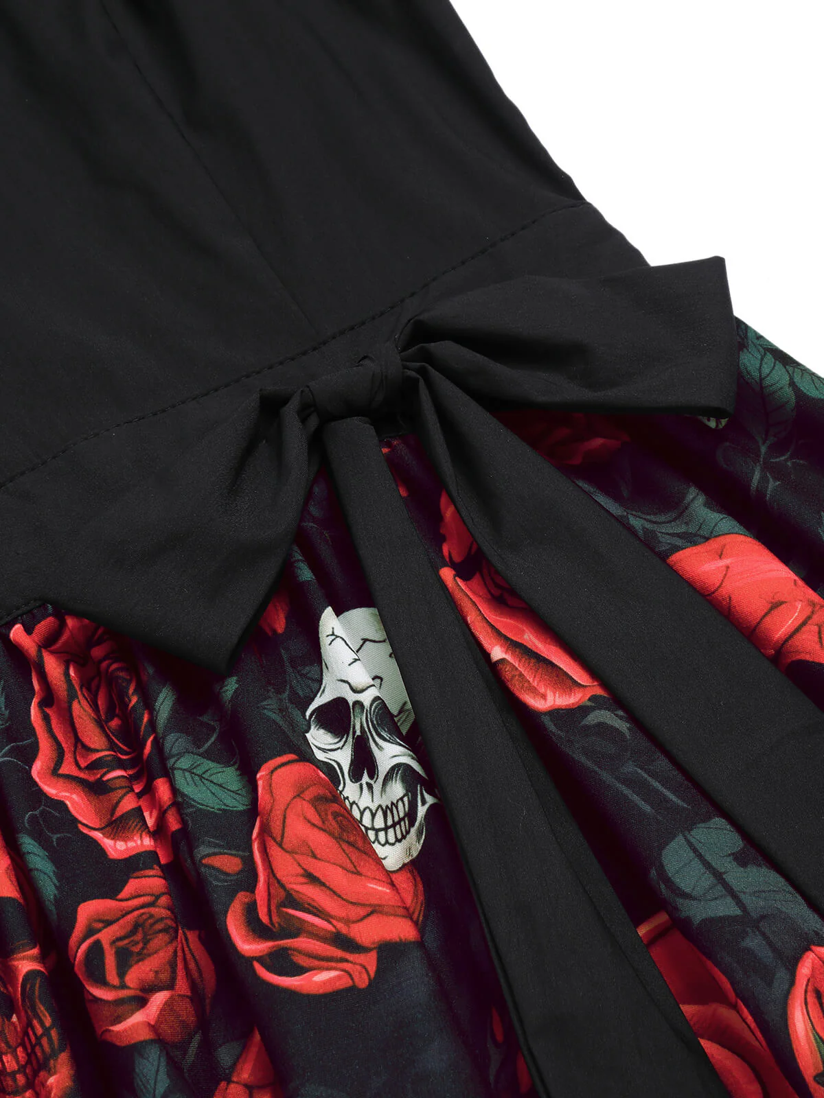 Robe noire sans manches rose tête de mort d'Halloween des années 1950 - Image 6