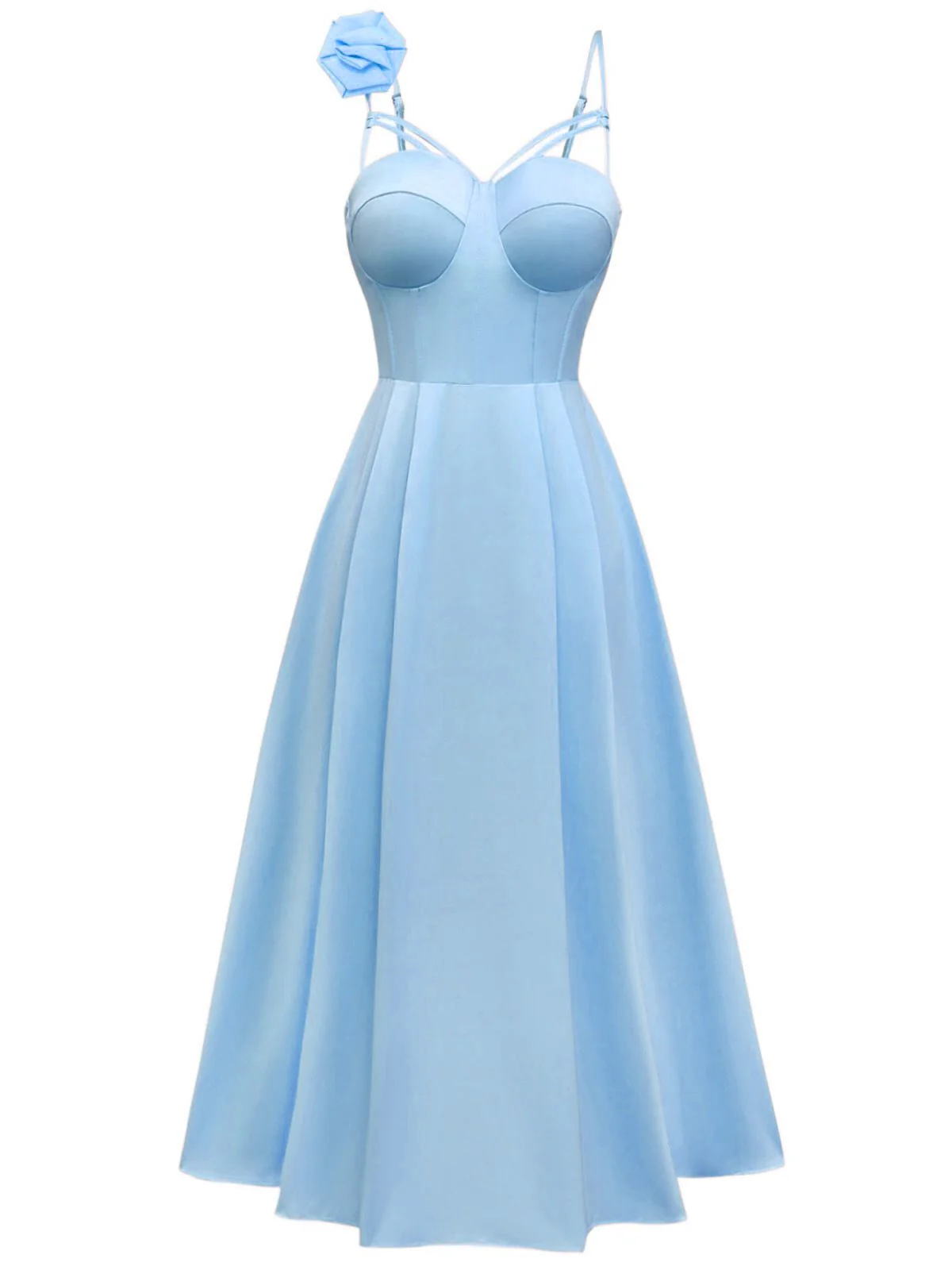 Robe nuisette ajourée à fleurs 3D unie années 1930 - Image 5