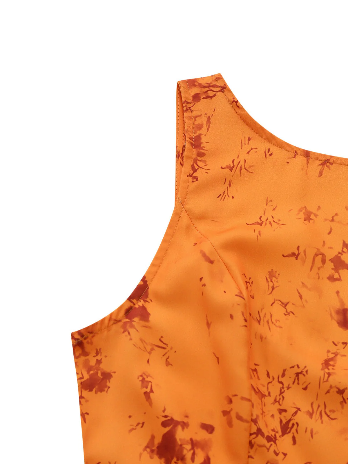 Robe Orange Coton Sans Manches Imprimée Ajustée Années 1930 - Image 5