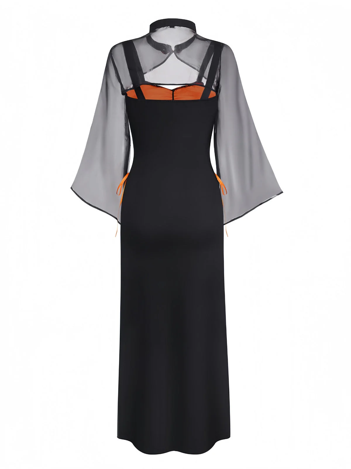Robe orange en dentelle fleurie avec châle et chapeau des années 1940 - Image 2