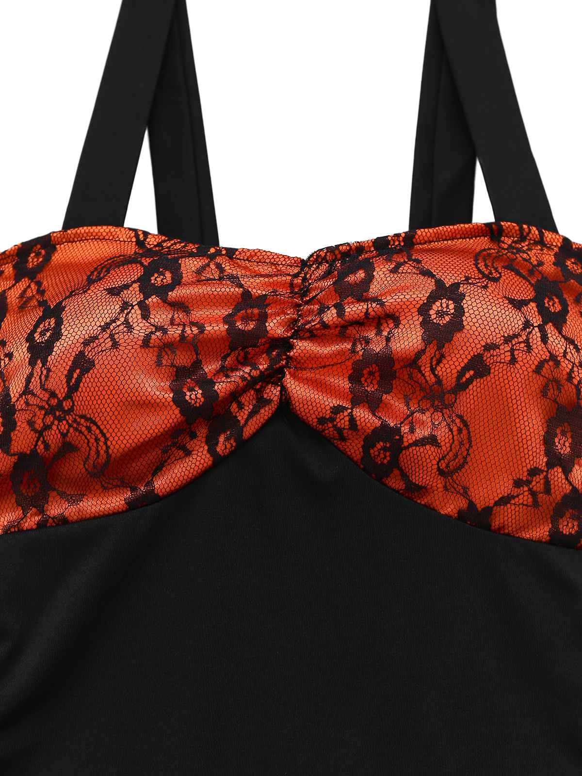Robe orange en dentelle fleurie avec châle et chapeau des années 1940 - Image 6