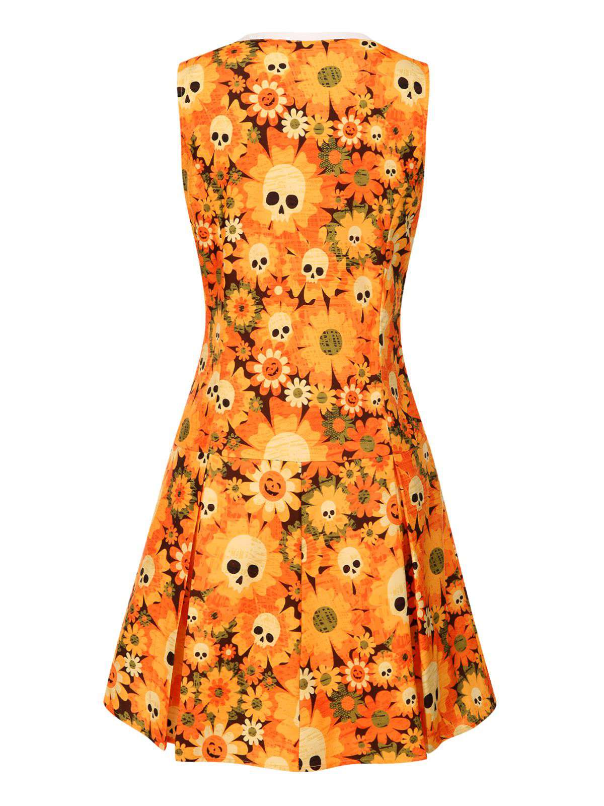 Robe orange fleurl et crâne Halloween années 1960 - Image 4