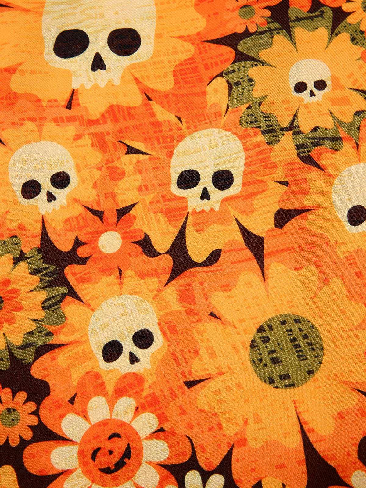 Robe orange fleurl et crâne Halloween années 1960 - Image 7