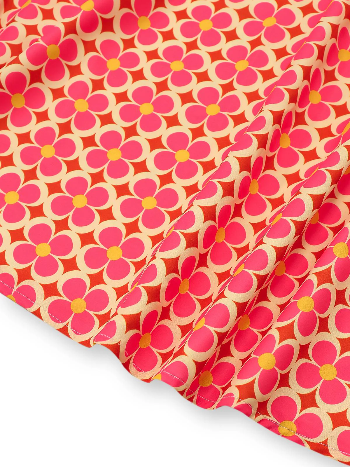 Robe orange imprimé fleurs contrastées boutonnée années 1960 - Image 6
