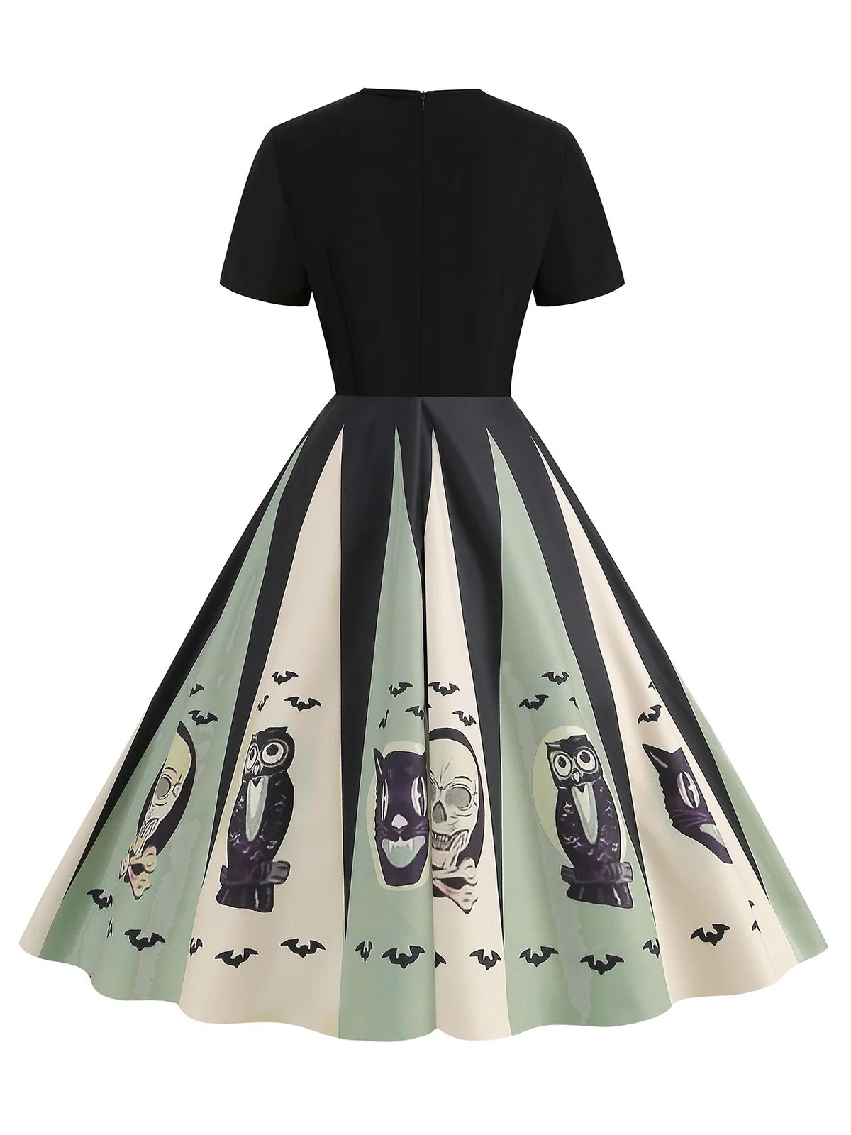 Robe patchwork imprimé toile d'araignée pour Halloween des années 1950 - Image 3