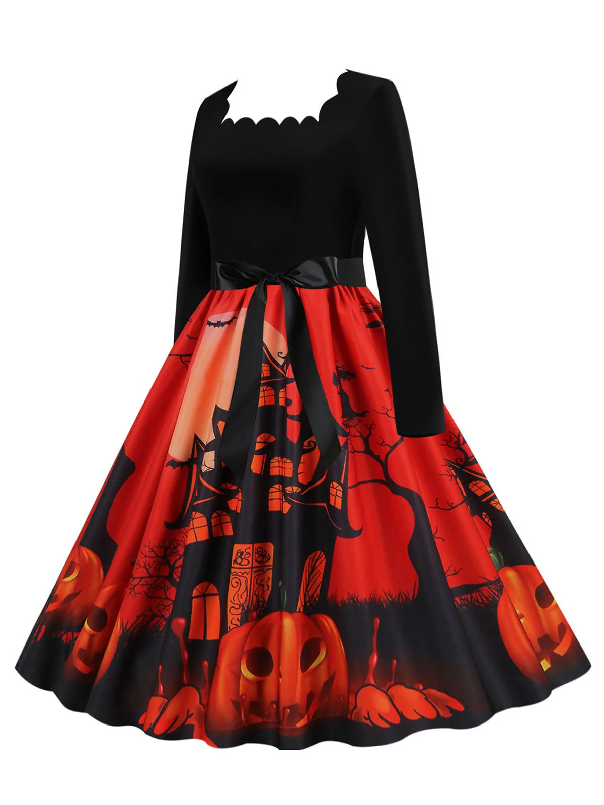 Robe patchwork à manches longues pour Halloween des années 1950 - Image 2