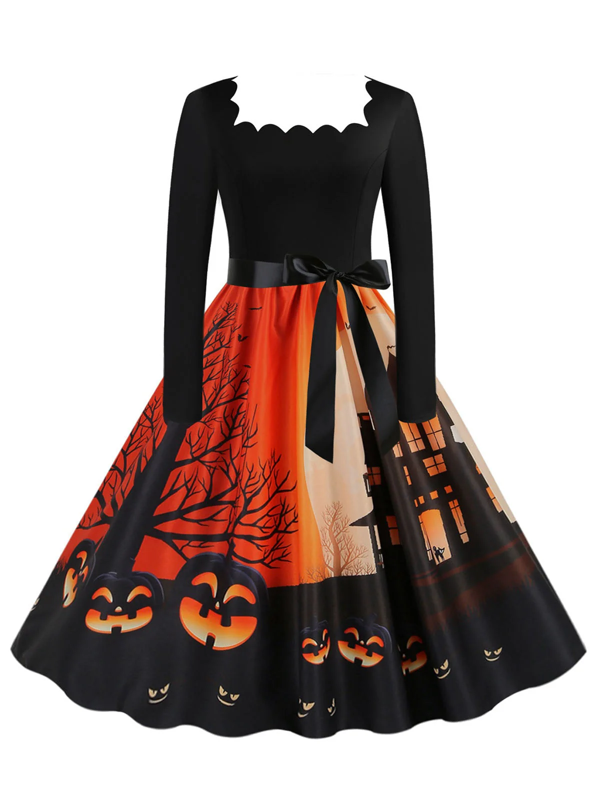 Robe patchwork à manches longues pour Halloween des années 1950 - Image 4