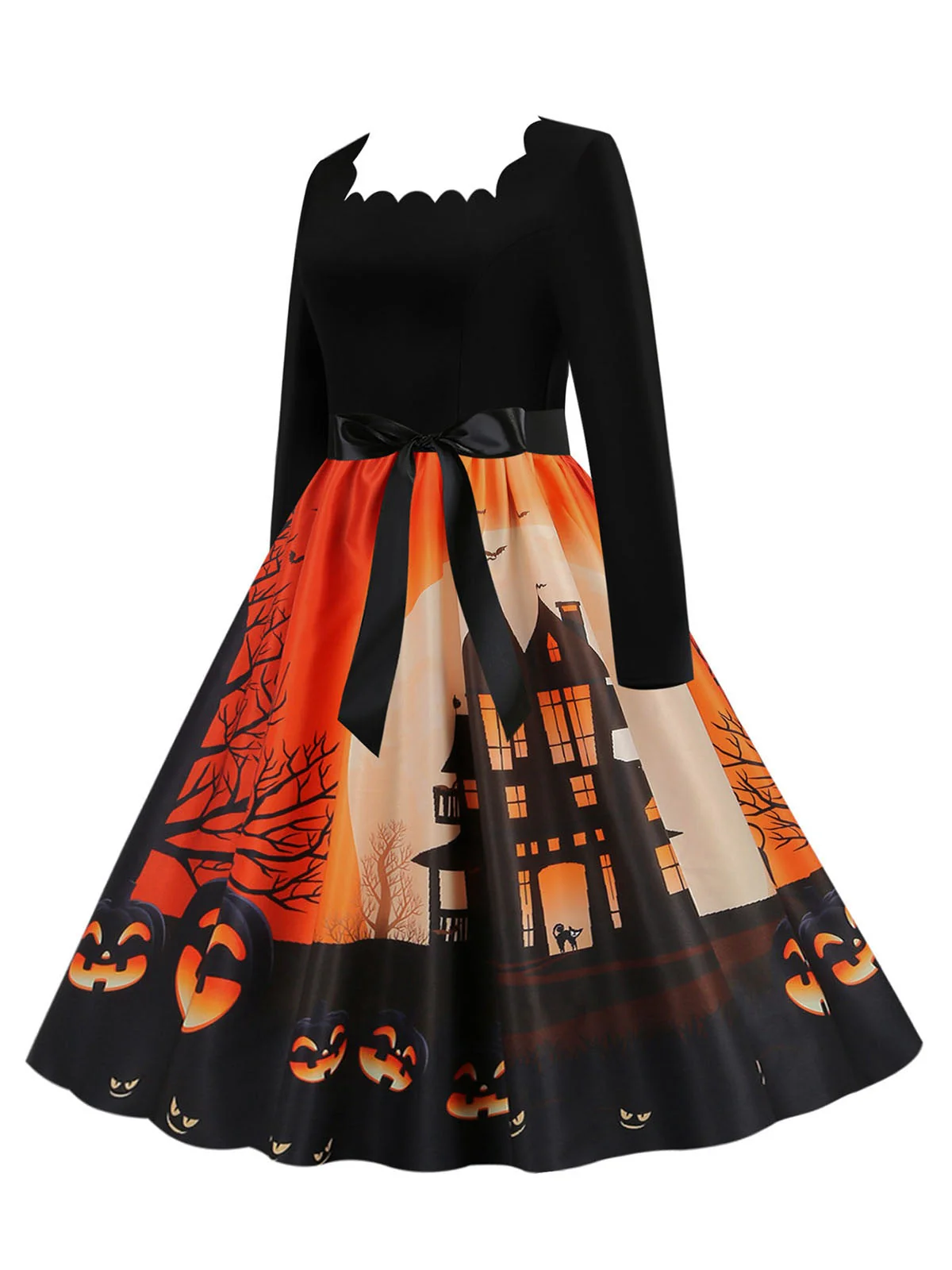 Robe patchwork à manches longues pour Halloween des années 1950 - Image 5