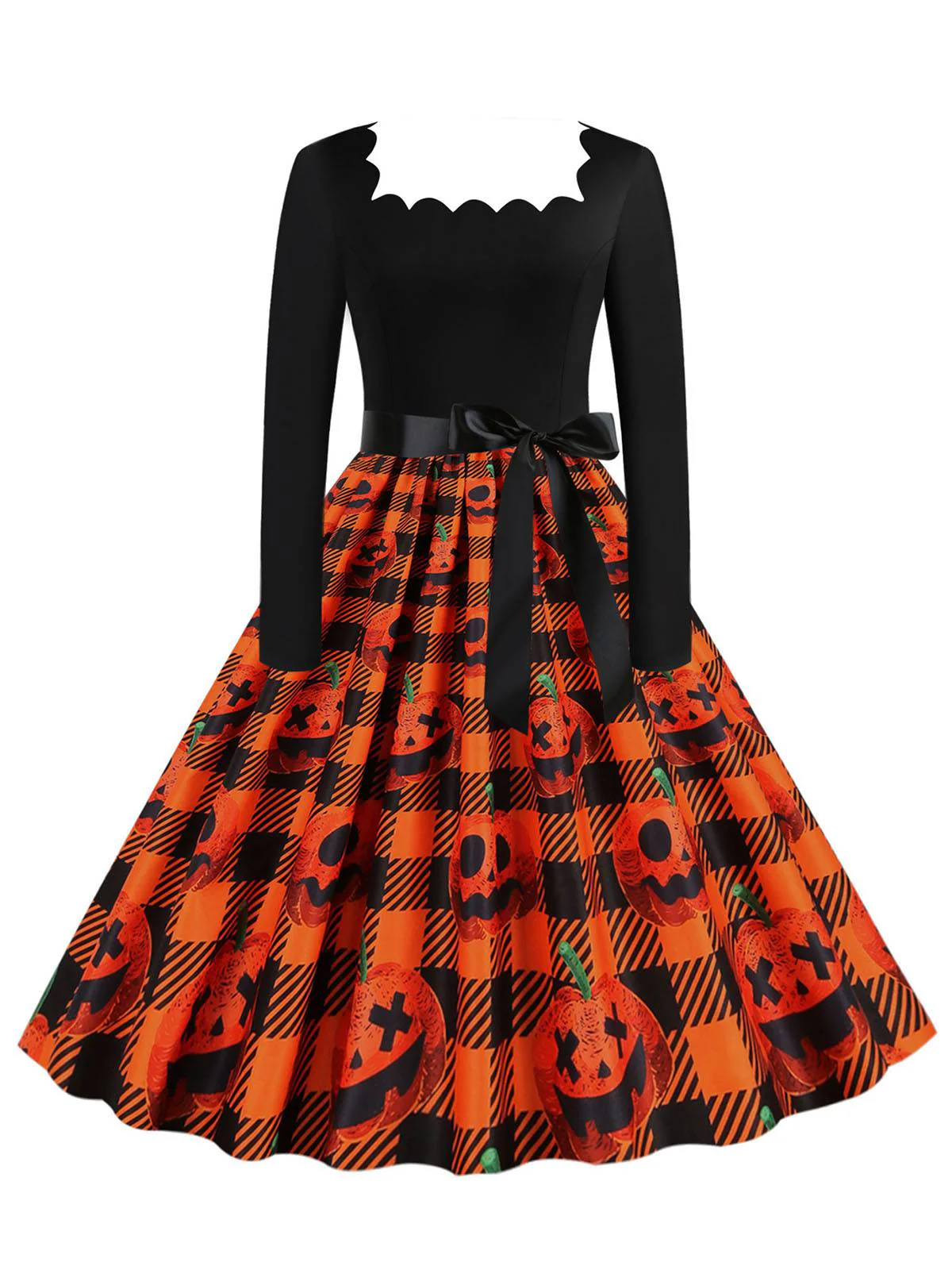 Robe patchwork à manches longues pour Halloween des années 1950 - Image 7