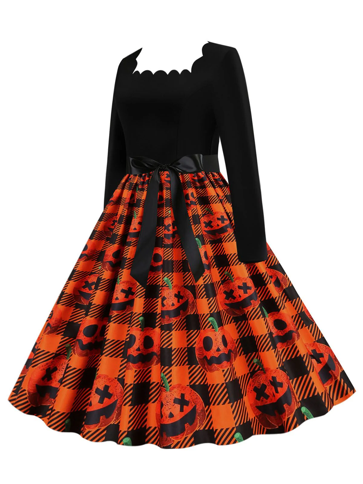 Robe patchwork à manches longues pour Halloween des années 1950 - Image 8