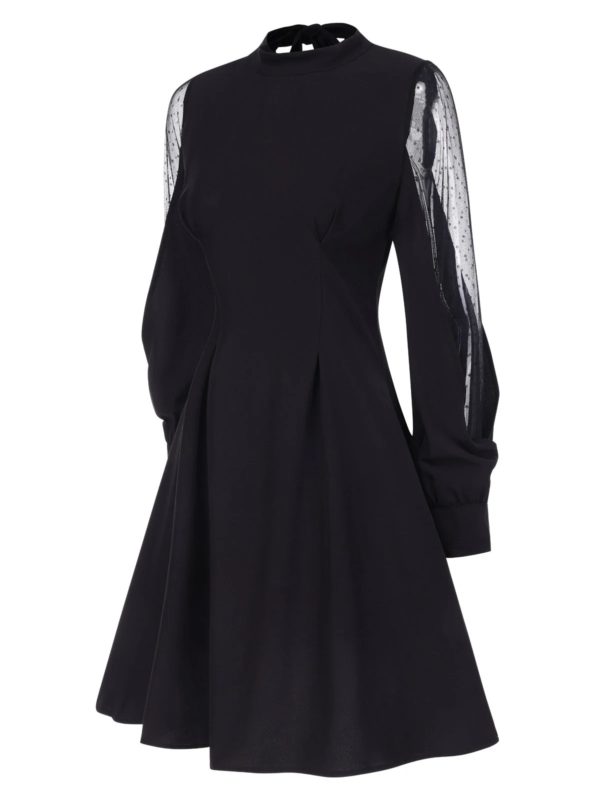 Robe patchwork en maille noire à pois des années 1950 - Image 3