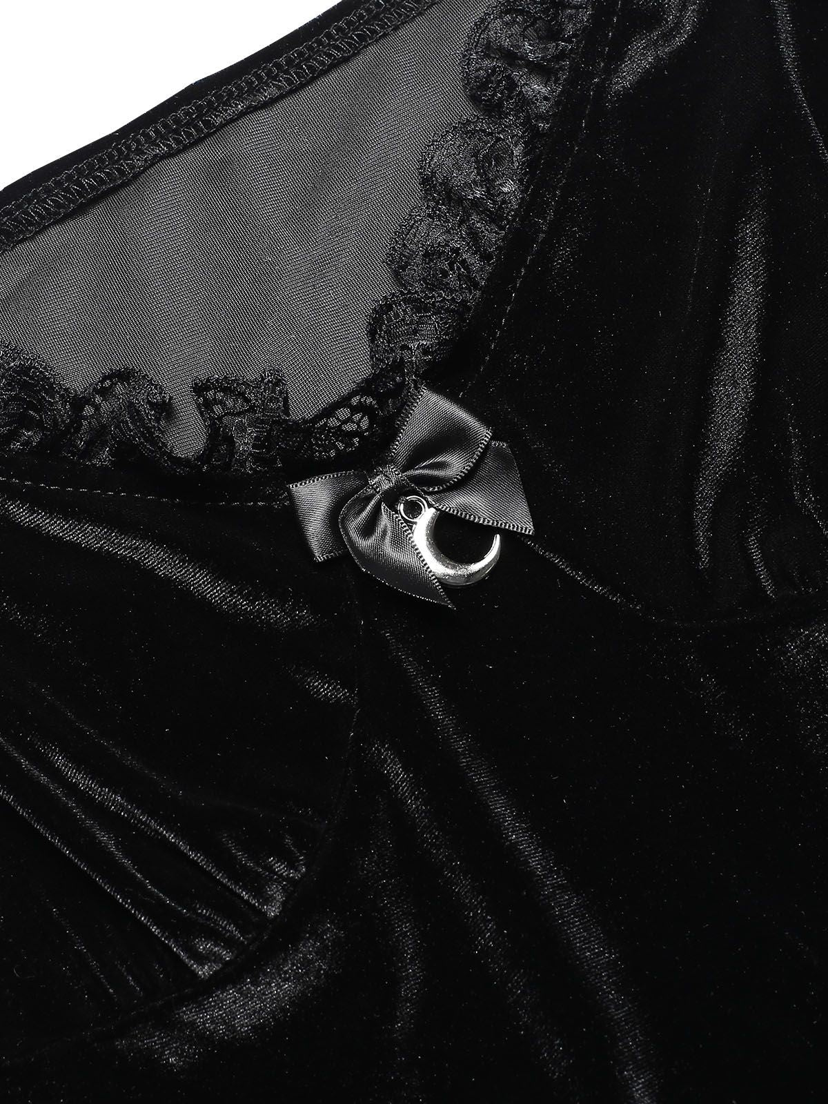 Robe patchwork évasée en dentelle et velours des années 1940 - Image 12