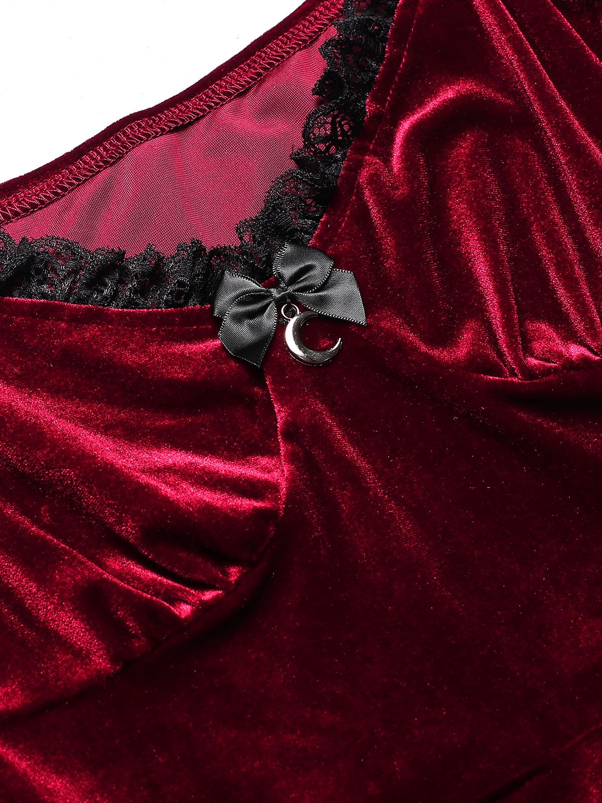 Robe patchwork évasée en dentelle et velours des années 1940 - Image 7