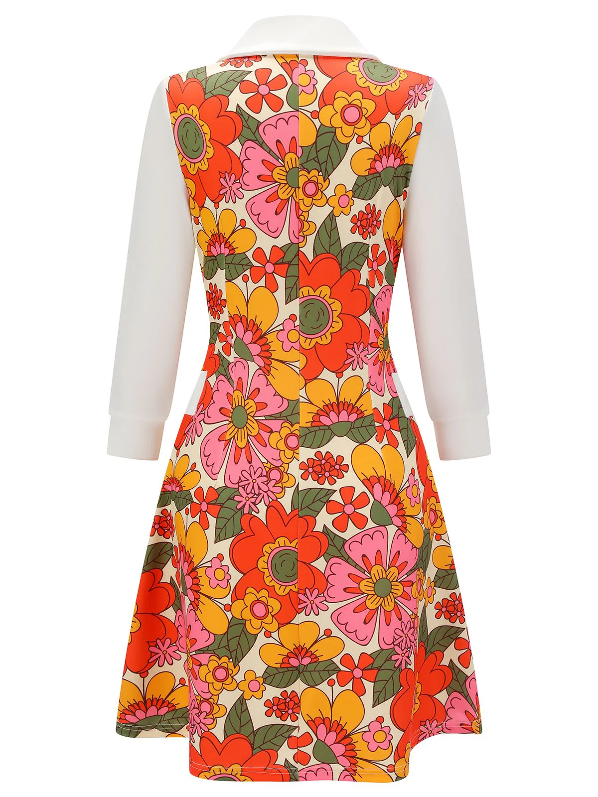 Robe patchwork à fleurs rose à revers des années 1960 - Image 11