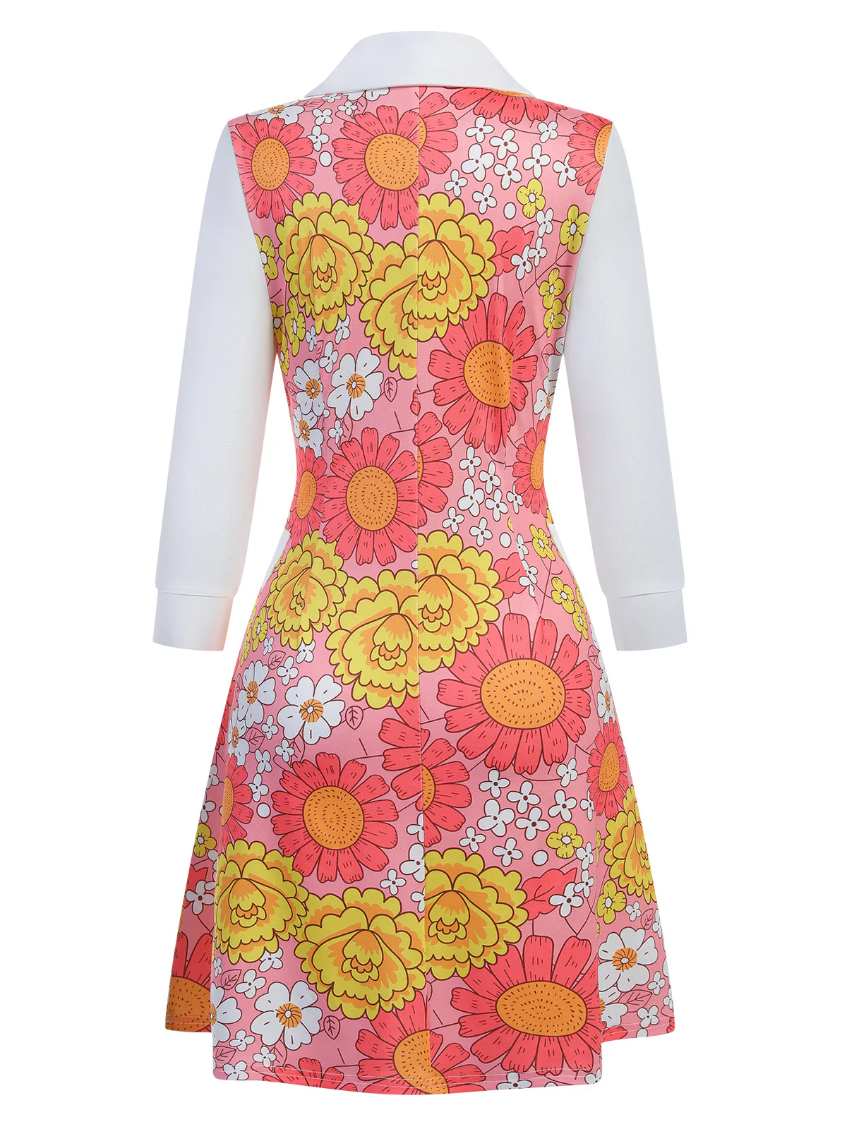 Robe patchwork à fleurs rose à revers des années 1960 - Image 3