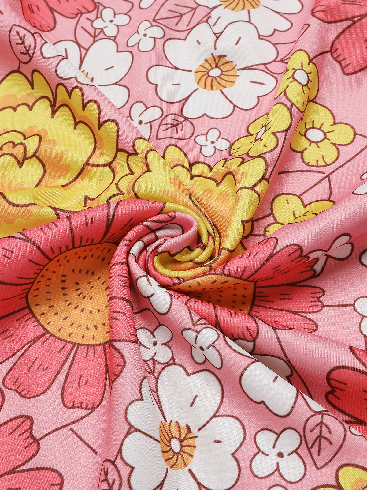 Robe patchwork à fleurs rose à revers des années 1960 - Image 5
