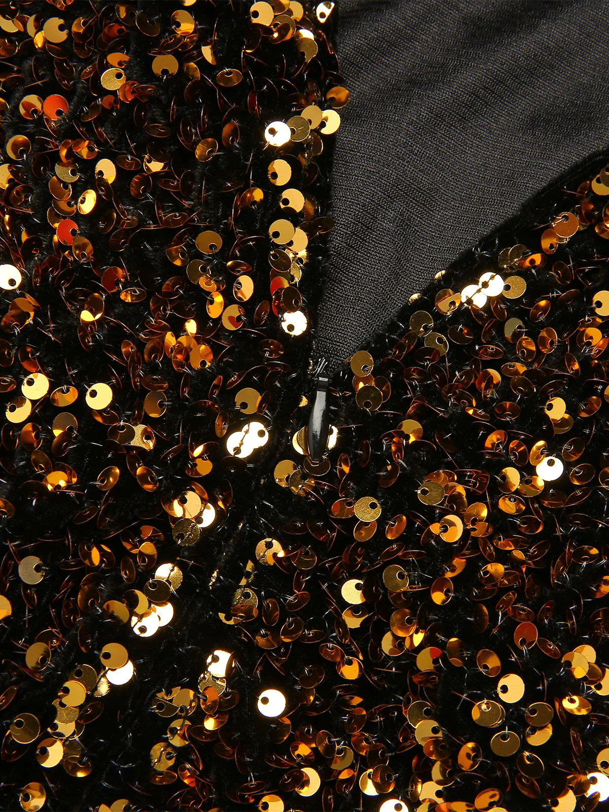 Robe patchwork noire à paillettes dorées des années 1950 - Image 5