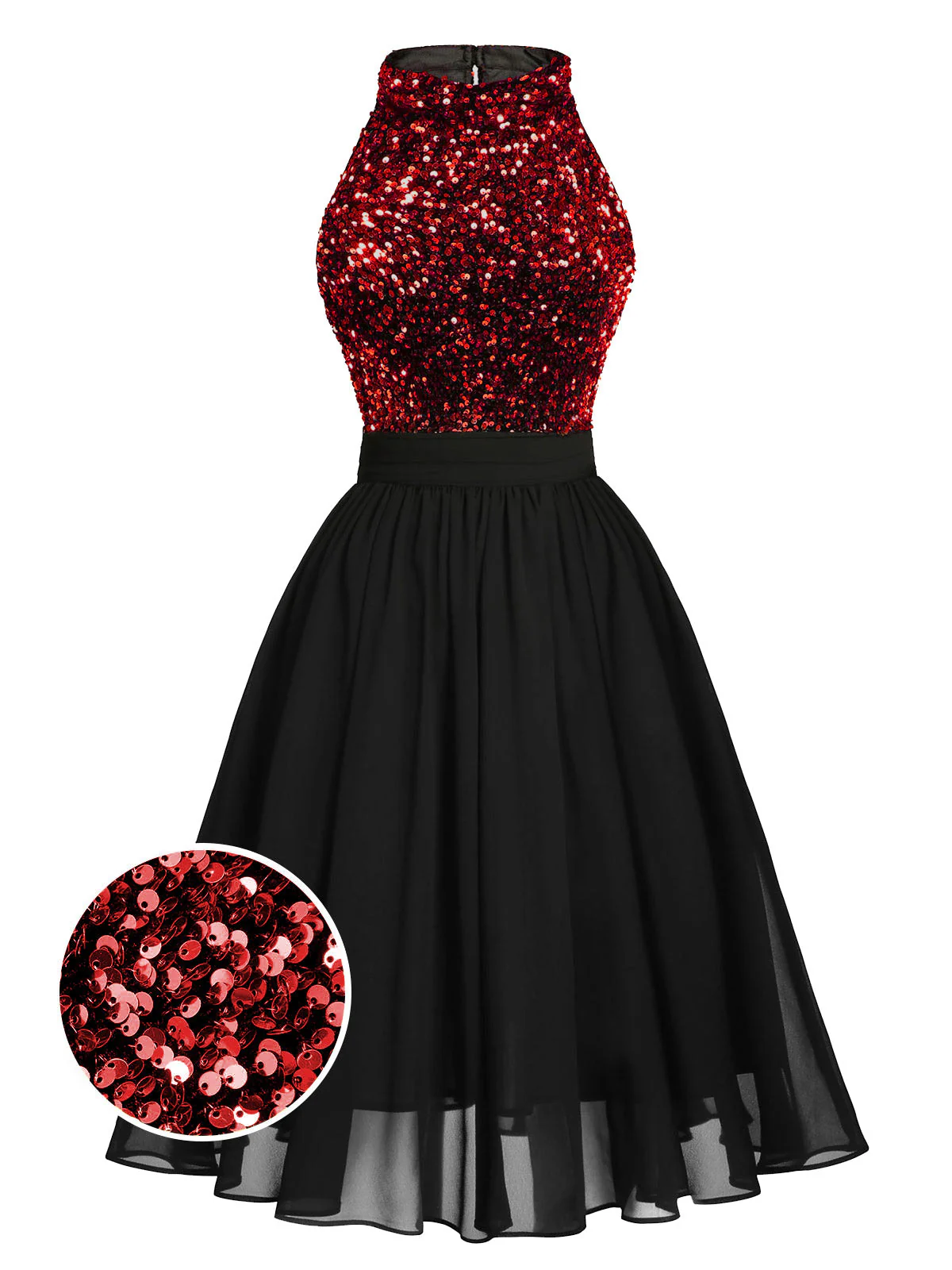 Robe patchwork noire à paillettes dorées des années 1950 - Image 8