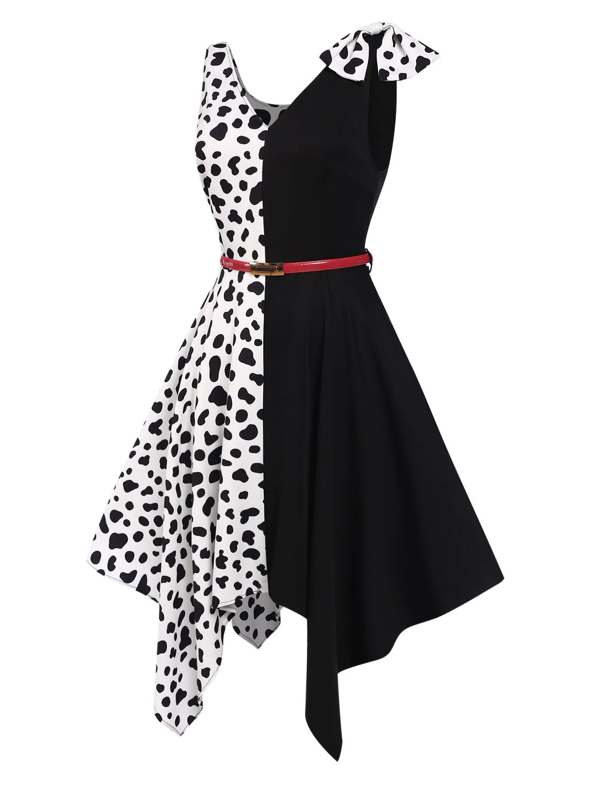 Robe patchwork noire à pois vache des années 1970 - Image 4