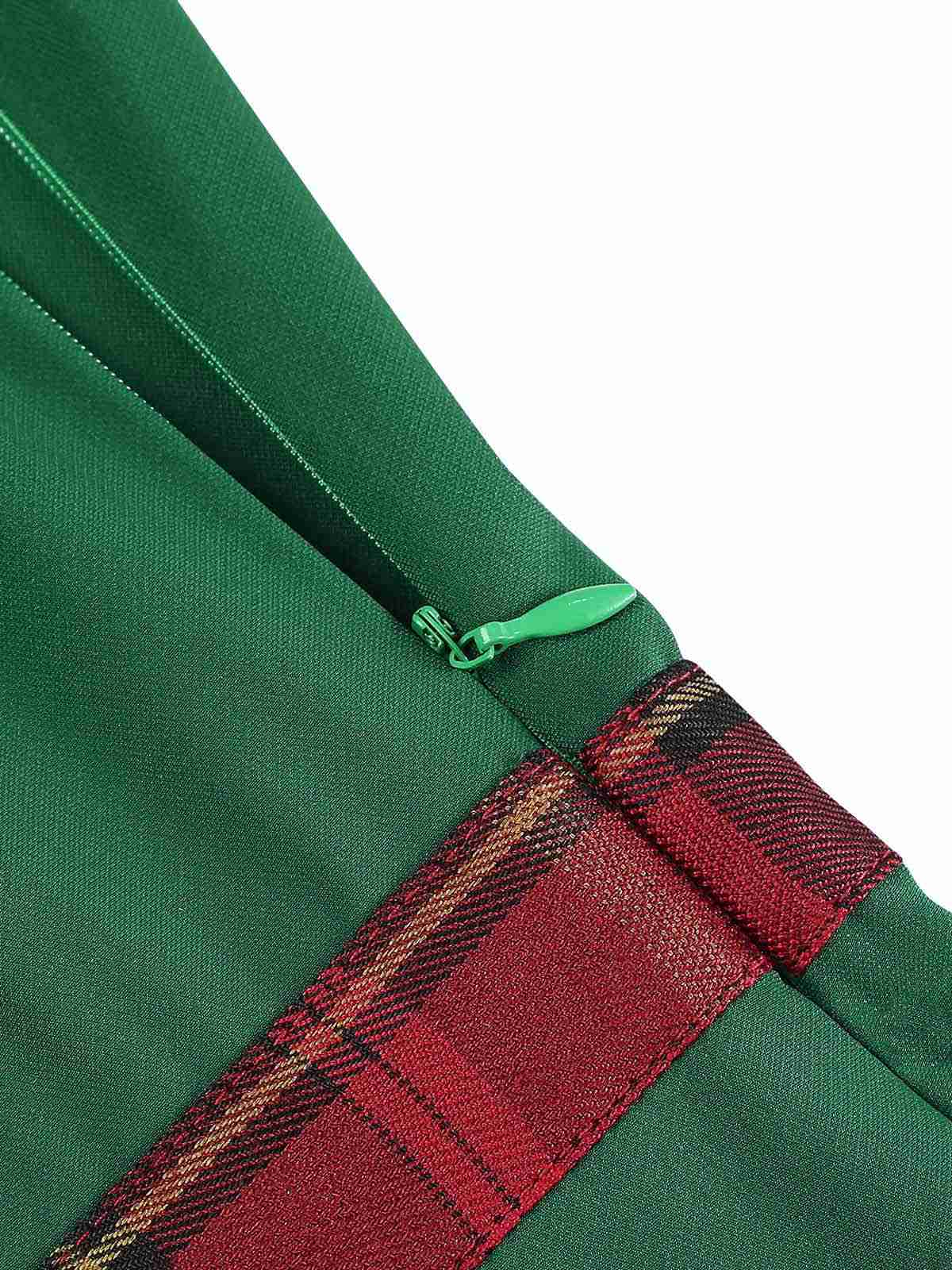 Robe patchwork à épaules dénudées en tartan vert des années 1960 - Image 6