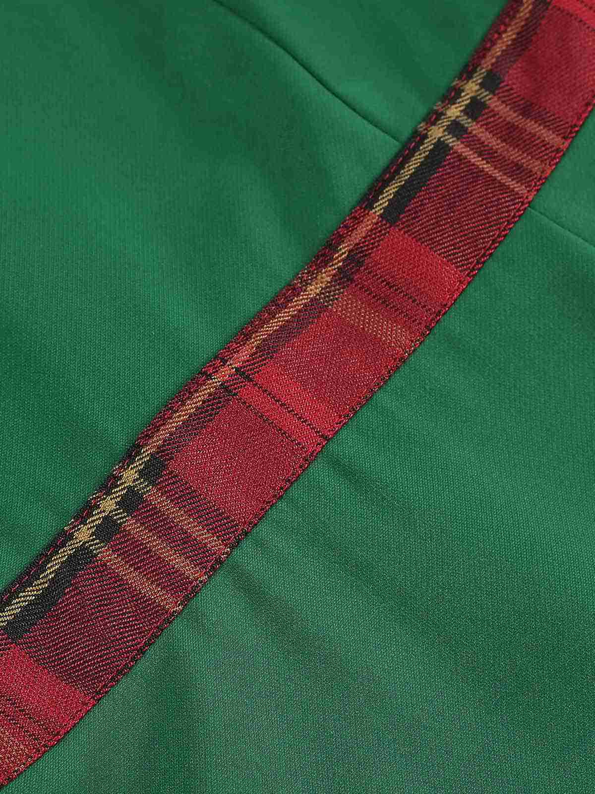Robe patchwork à épaules dénudées en tartan vert des années 1960 - Image 7