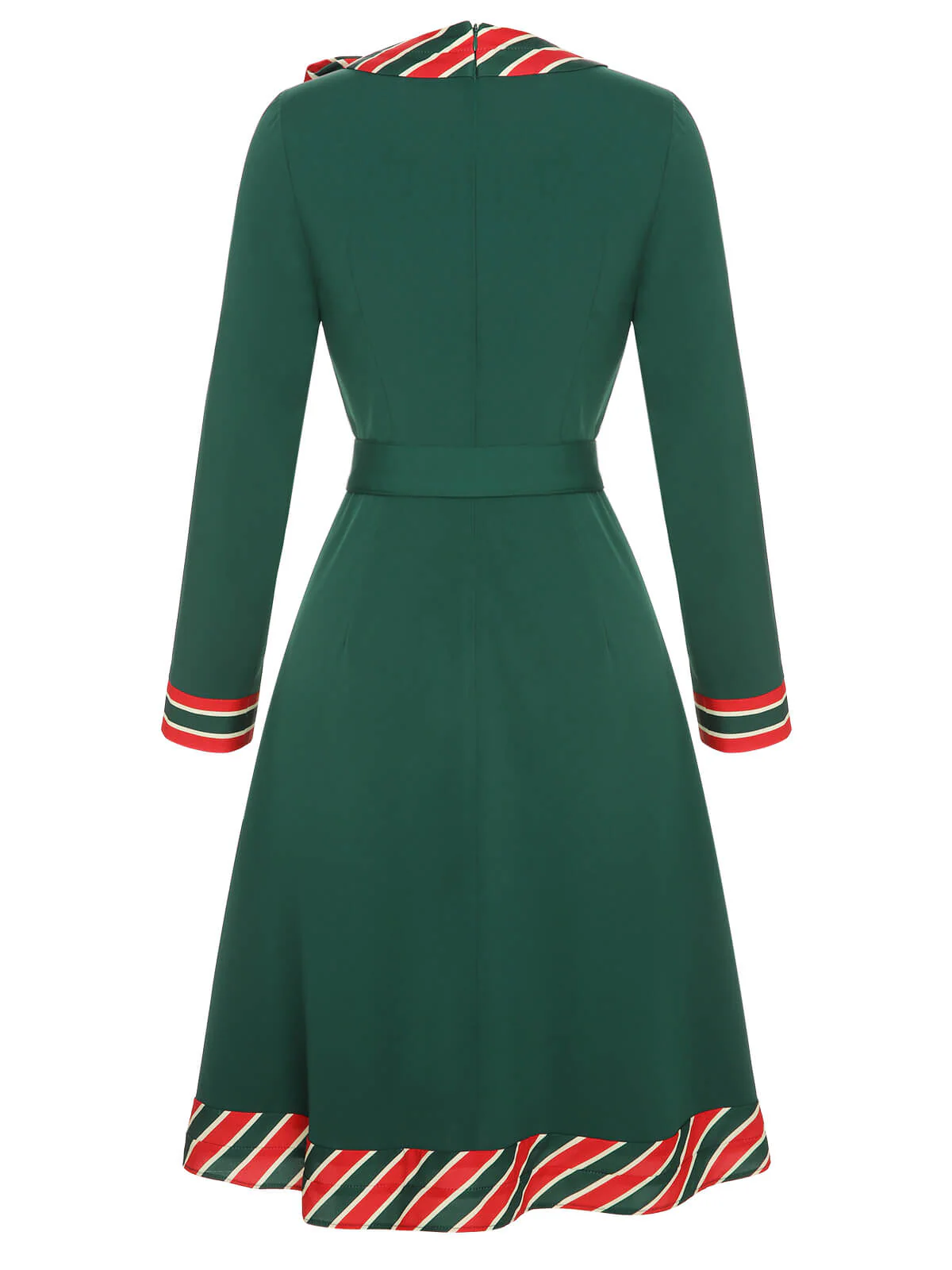 Robe patchwork à rayures vertes des années 1940 avec ceinture - Image 4
