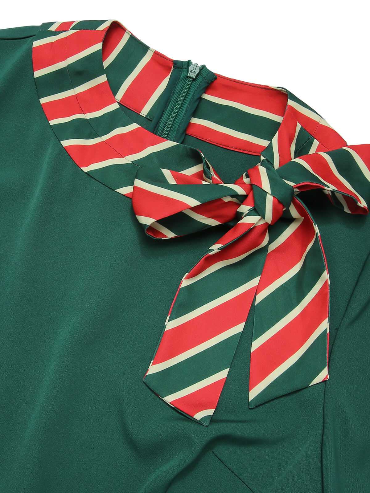 Robe patchwork à rayures vertes des années 1940 avec ceinture - Image 5