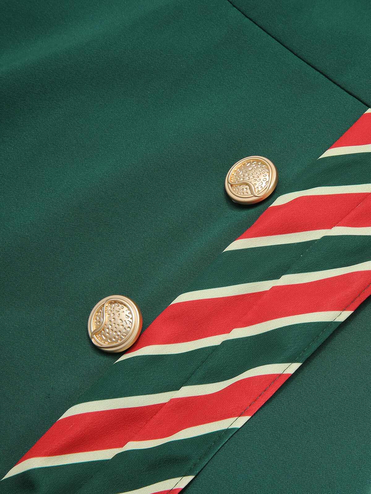 Robe patchwork à rayures vertes des années 1940 avec ceinture - Image 7
