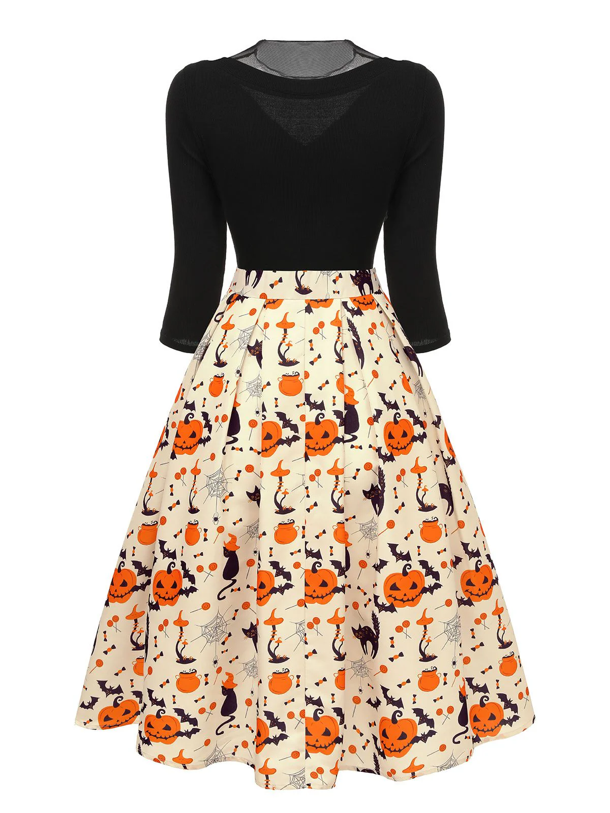 Robe patchwork tricotée chat Halloween des années 1950 - Image 5