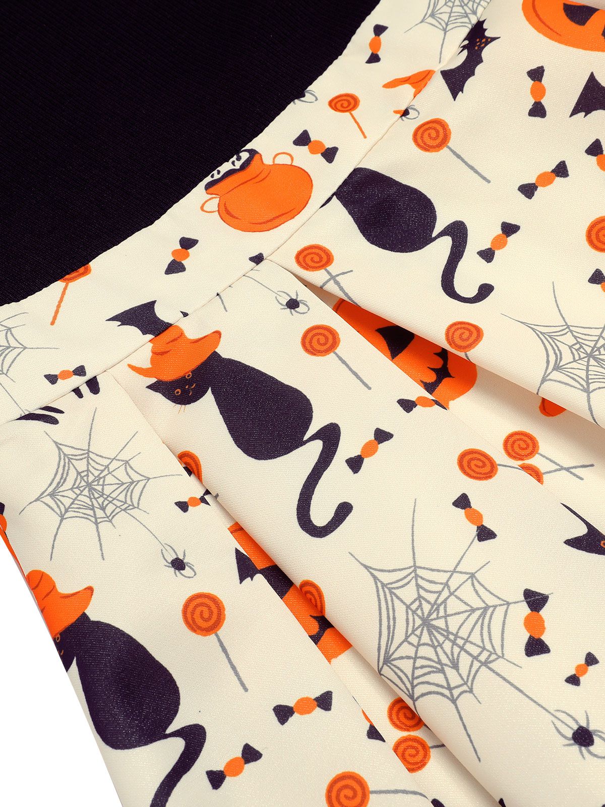 Robe patchwork tricotée chat Halloween des années 1950 - Image 7