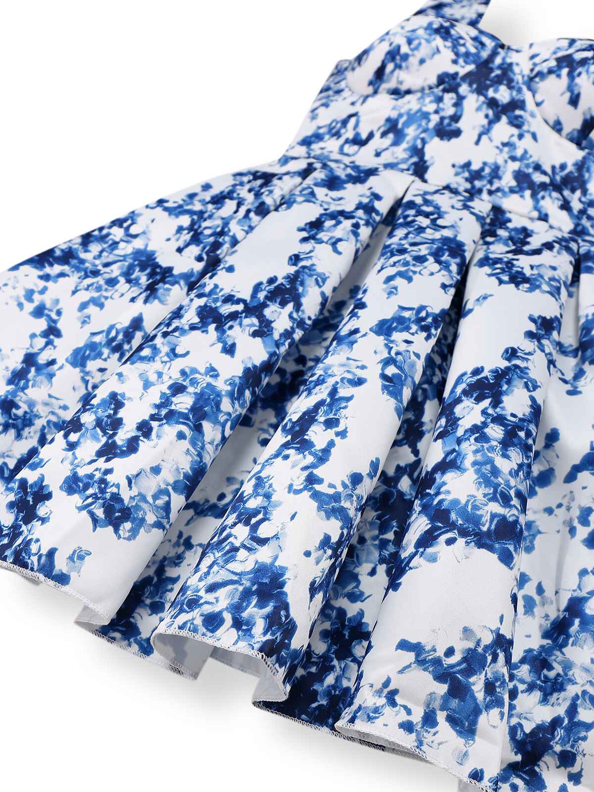 Robe patineuse bleue à fleurs et épaules nouées années 1960 - Image 4