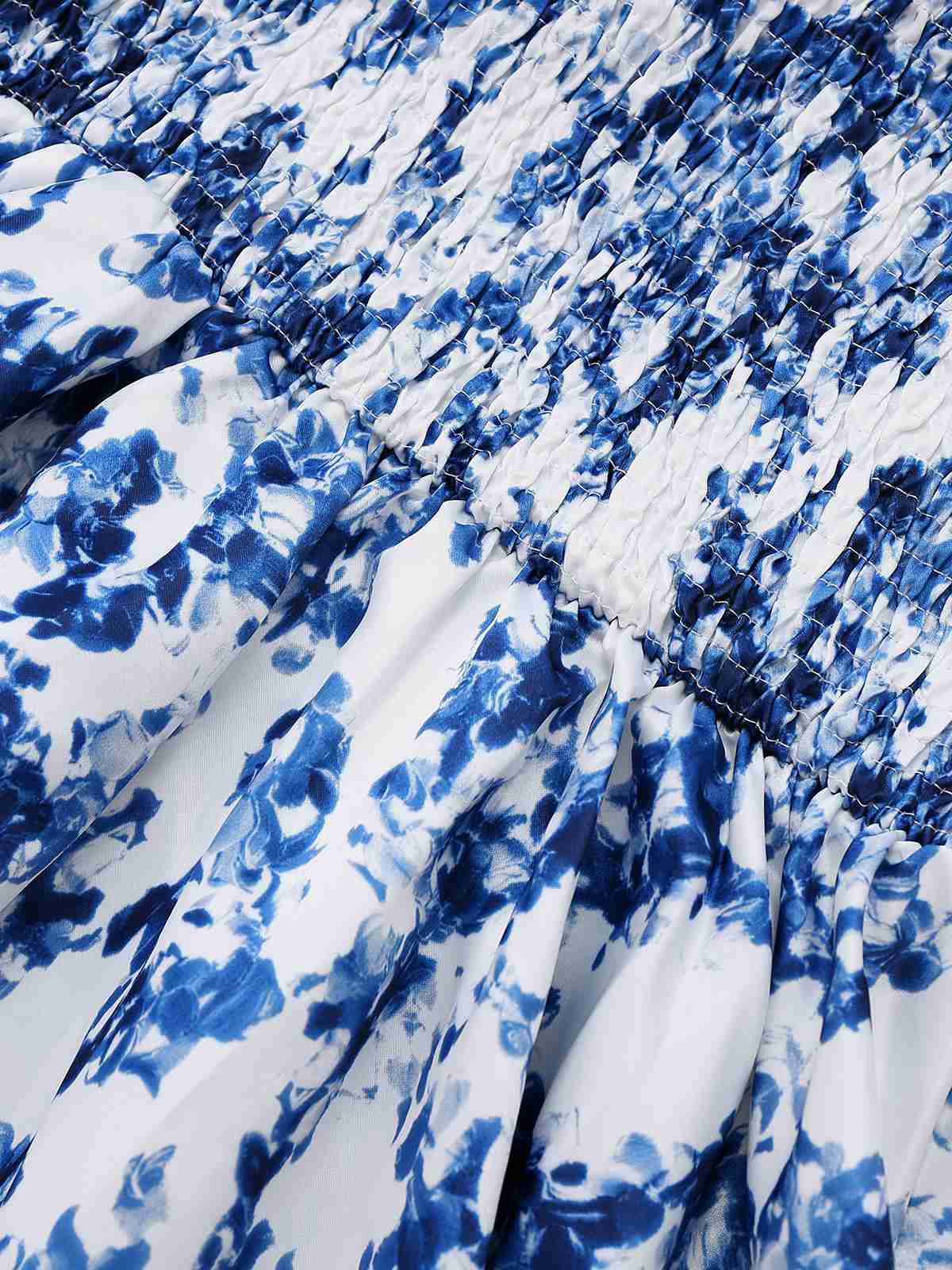 Robe patineuse bleue à fleurs et épaules nouées années 1960 - Image 6