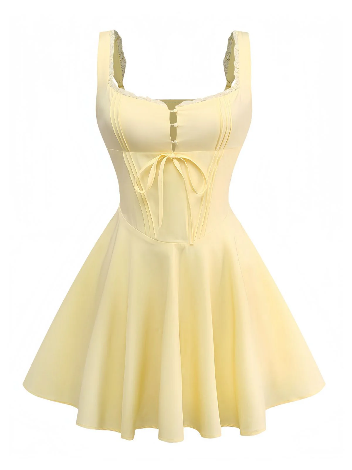 Robe patineuse dentelle à lacets et bretelles années 1960 - Image 3