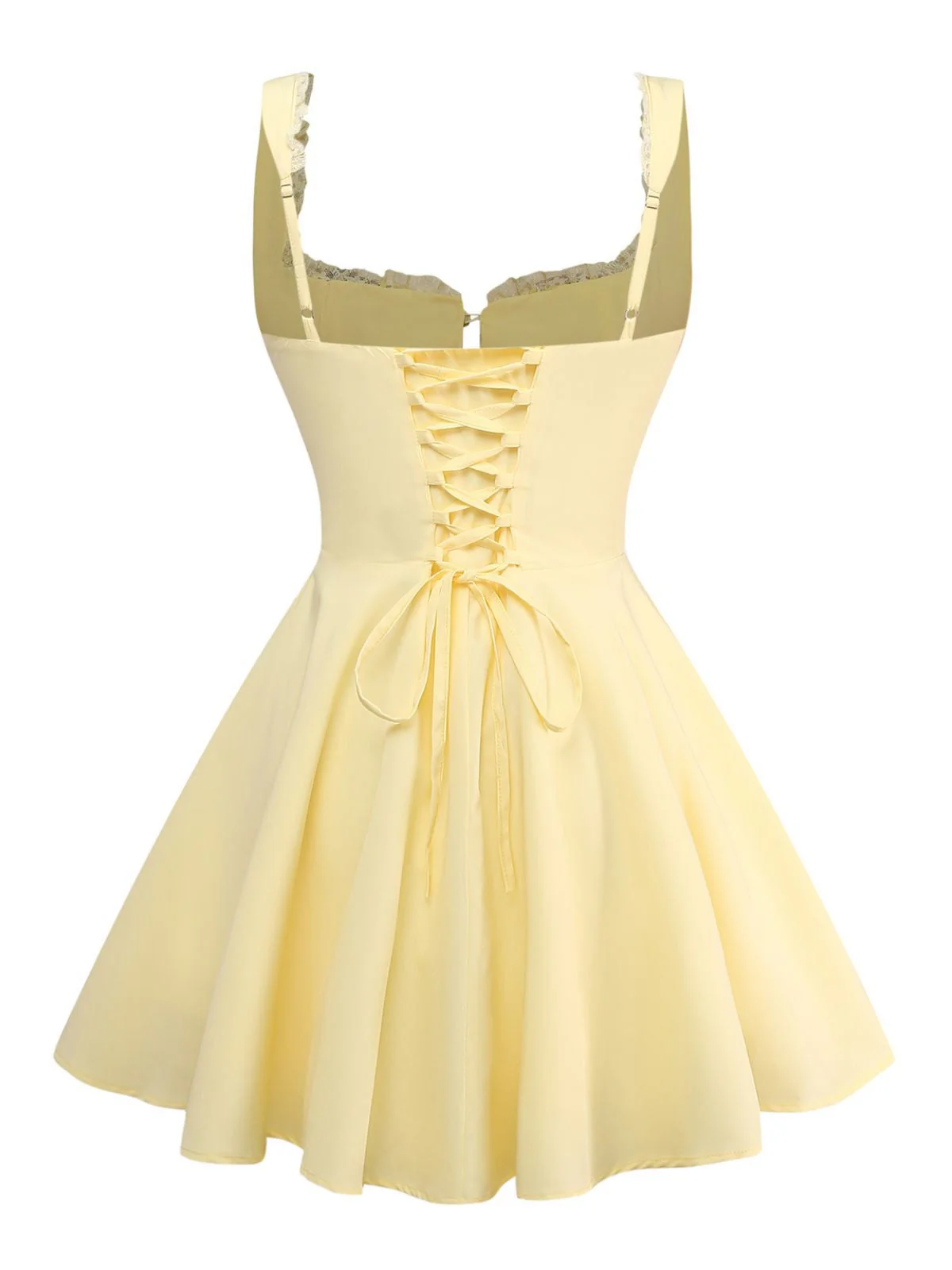Robe patineuse dentelle à lacets et bretelles années 1960 - Image 5