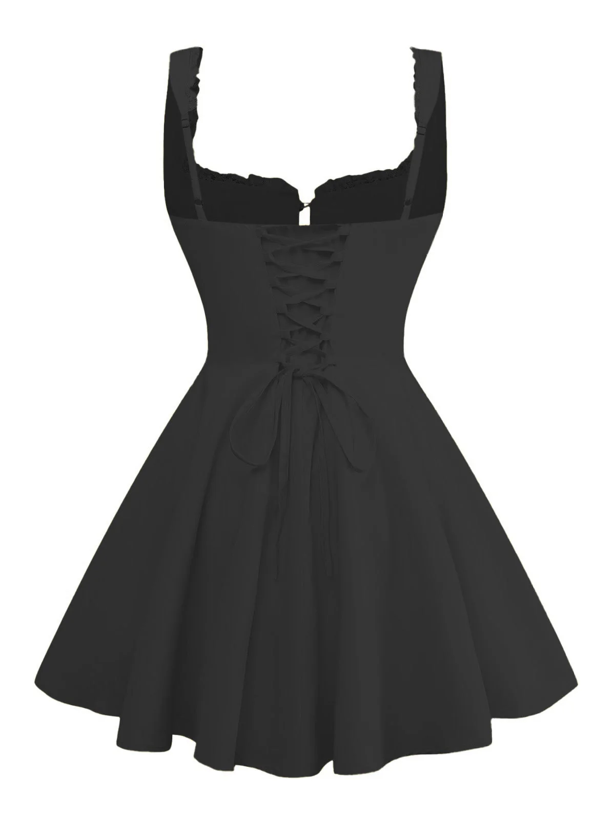 Robe patineuse dentelle à lacets et bretelles années 1960 - Image 9