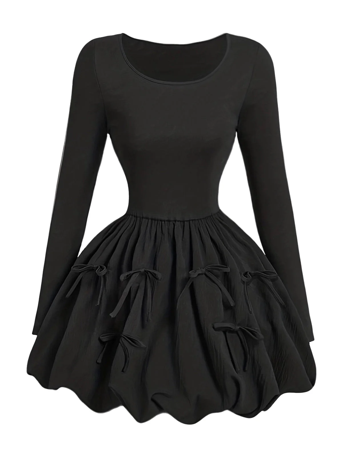 Robe patineuse noire nœuds papillon manches fines années 70 - Image 2