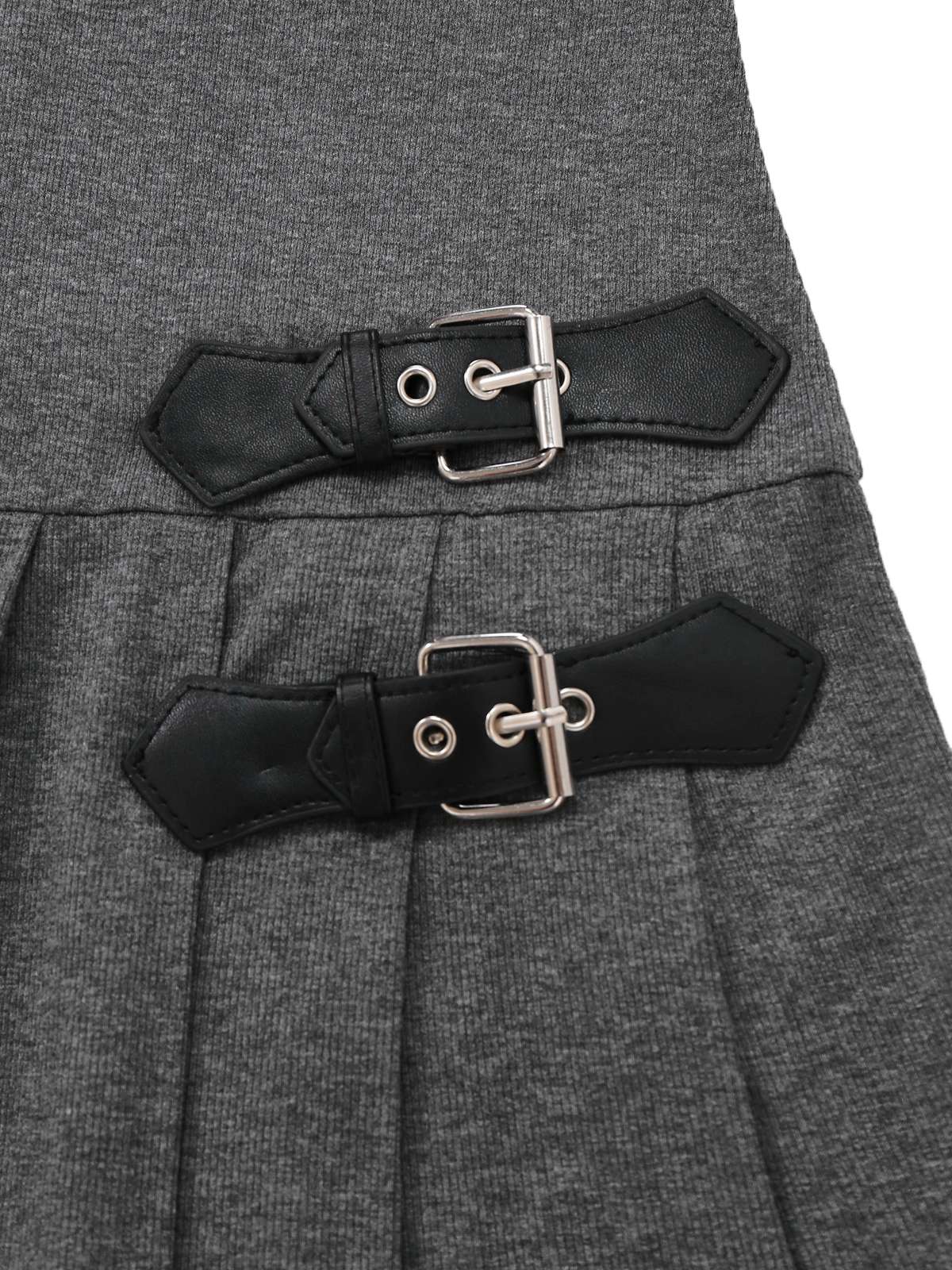 Robe plissée en cuir tricoté gris des années 1970 - Image 10