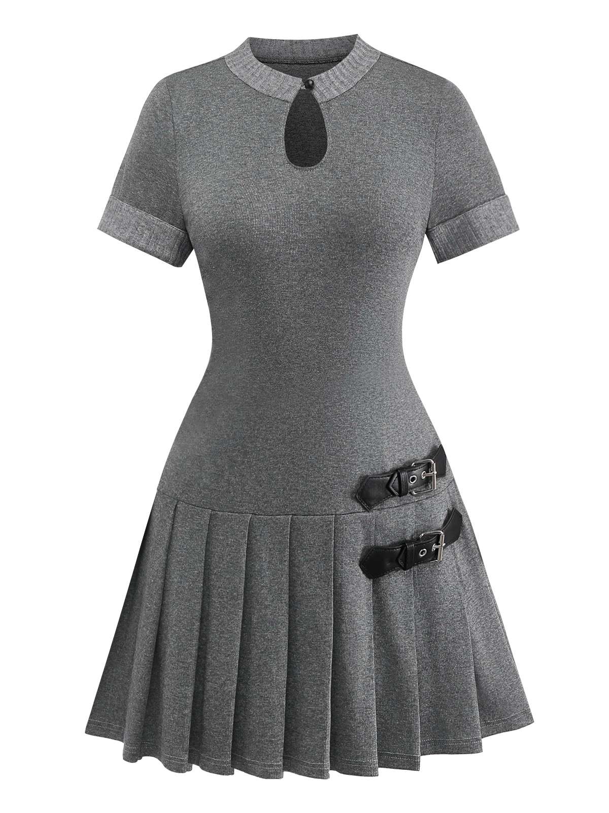 Robe plissée en cuir tricoté gris des années 1970 - Image 5