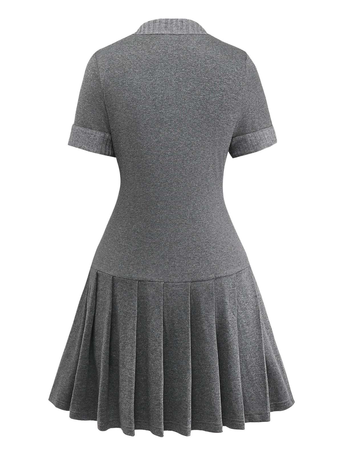 Robe plissée en cuir tricoté gris des années 1970 - Image 7