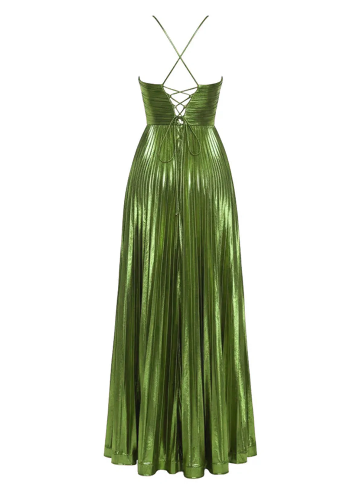 Robe plissée dorée à dos nu et col croisé années 1930 - Image 5