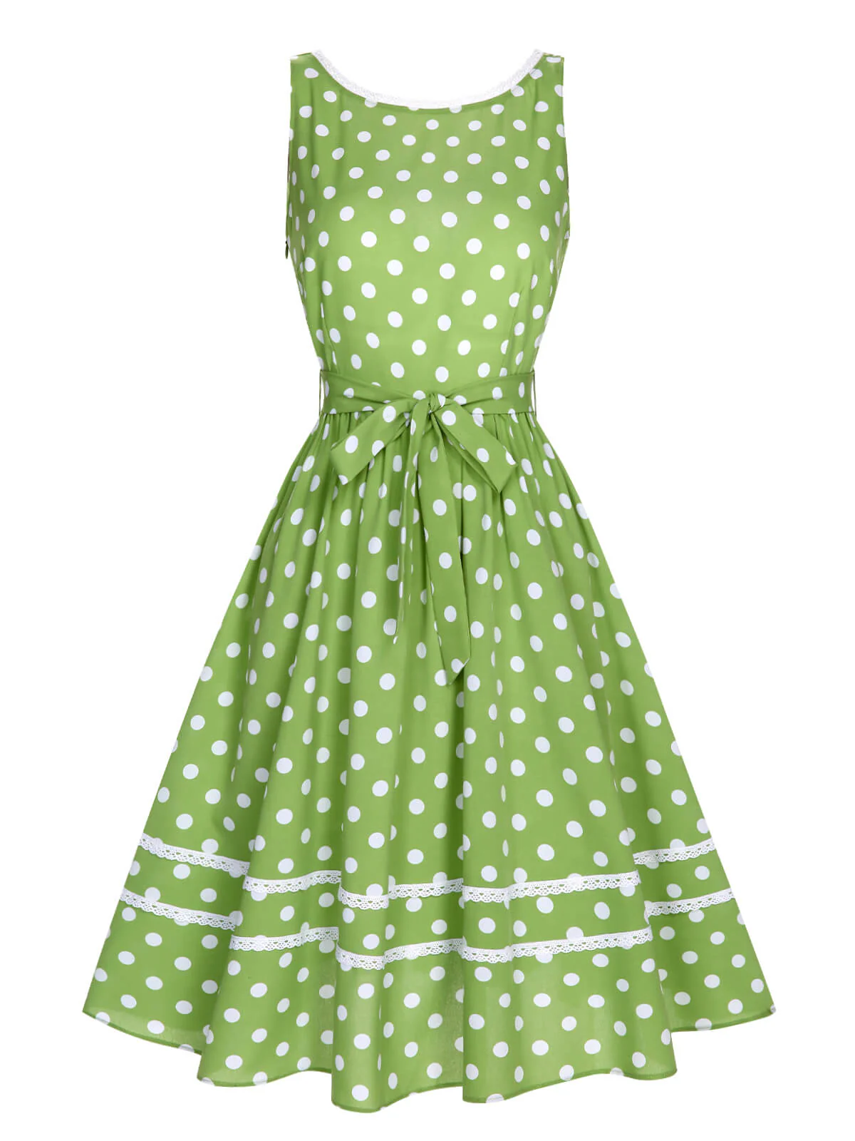 Robe à pois en dentelle verte des années 1950 - Image 2