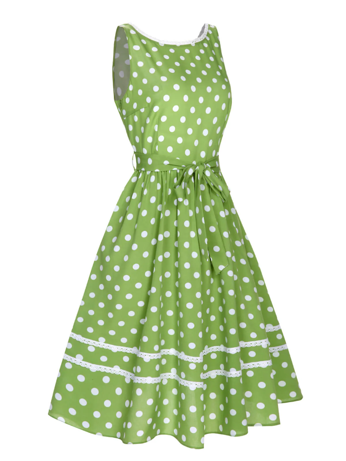 Robe à pois en dentelle verte des années 1950 - Image 3