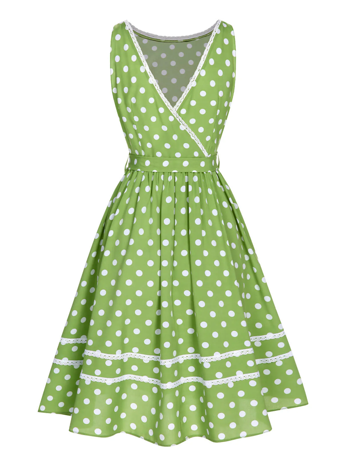 Robe à pois en dentelle verte des années 1950 - Image 4