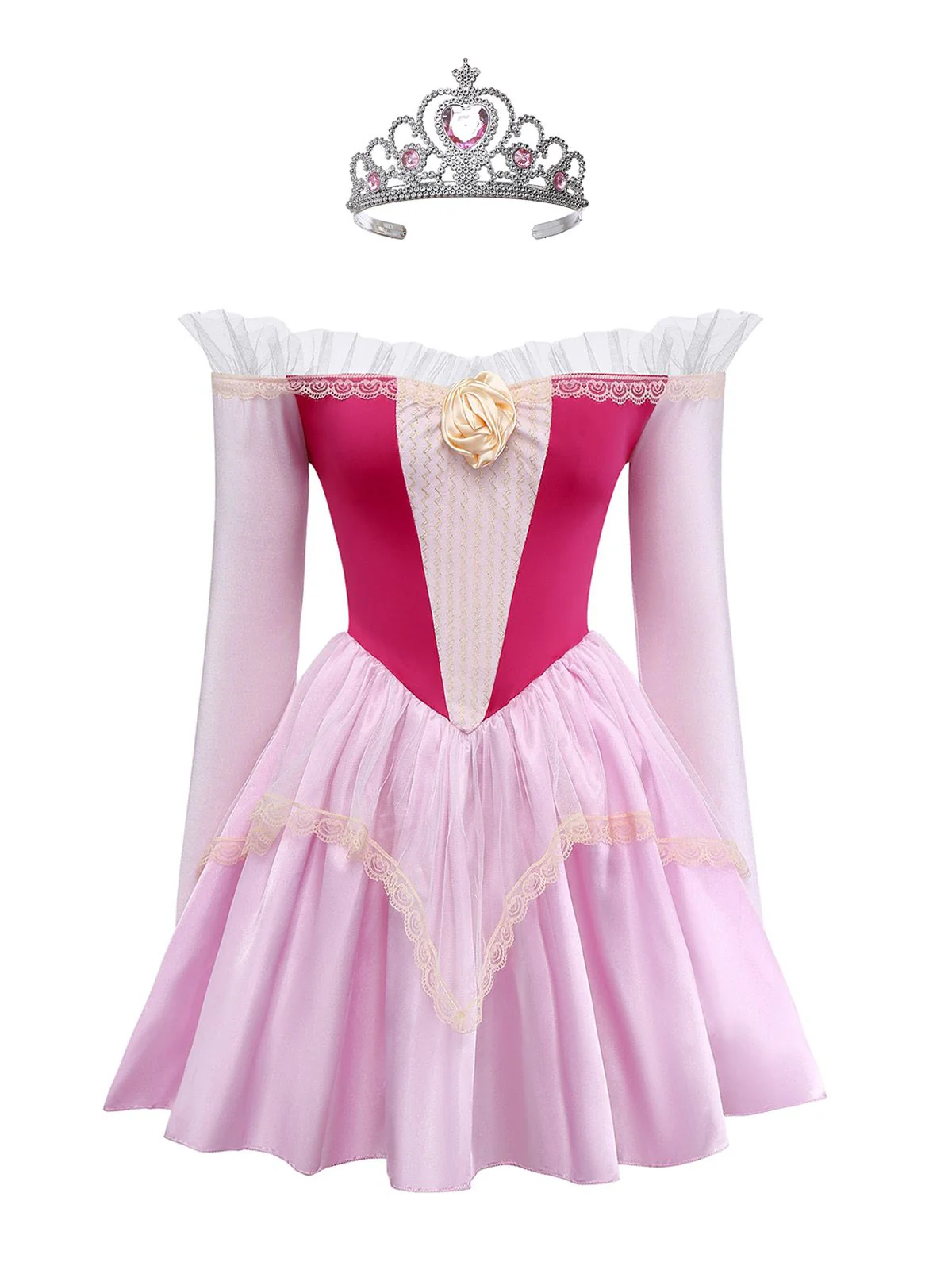 Robe princesse rose en tulle à épaules dénudées style Pinkie Pie des années 1940 - Image 2