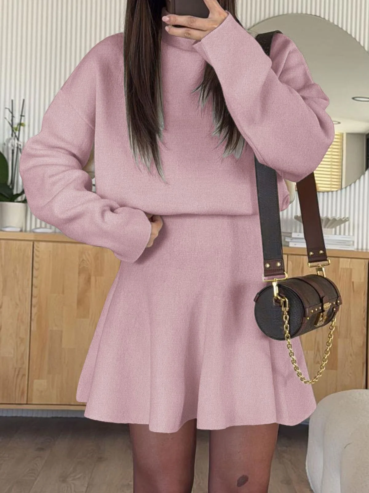Robe pull col roulé et manches longues unie des années 1980 - Image 3